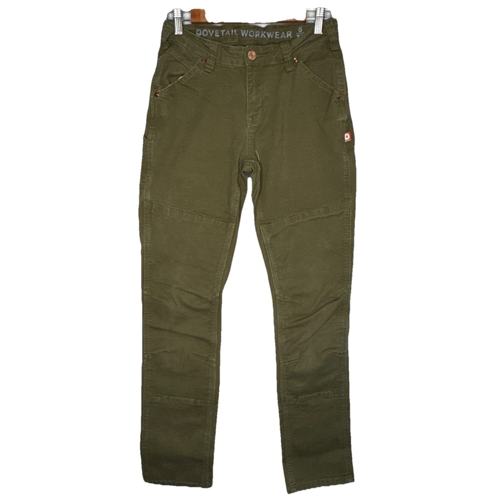 Dovetail Workwear Women's Green Stretch Carpenter Pant Size 26 Double Knee
